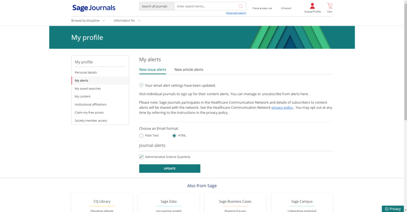 ASQ in Sage Alerts