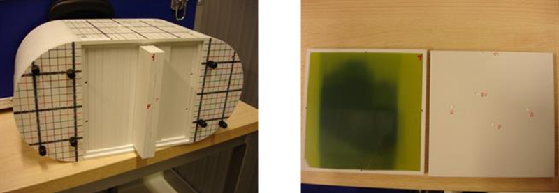 pelvic phantom and irradiated film